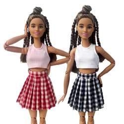 Doll Clothes New 30cm 1/6 Sleeveless Tank Top Plaid Skirt Daily Wear Accessories Clothes for Barbies doll