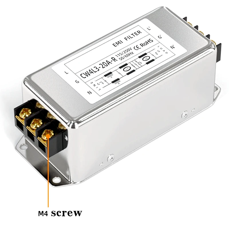 Single-phase AC power filter Three-stage EMI filter 220V terminal block CW4L3-3A/6A/10A/20A/30A-R Anti-interference CW4L3-10A-R