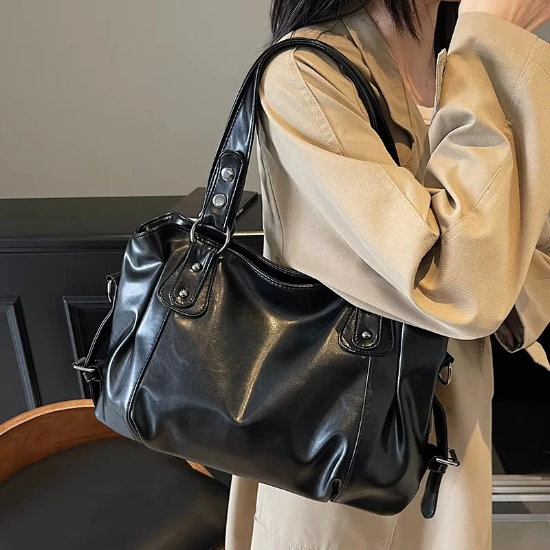 Women's Retro Casual Shoulder Bag High-end Sense Niche Diagonal Cross Tote Bag Versatile Commuting Large Capacity Handbag