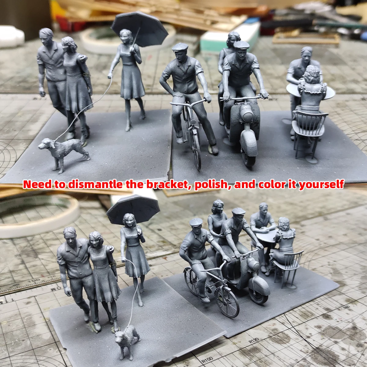 Maßstabsgetreue Miniatur-Modellbausätze Figuren Diorama Moderne Urbane Zivilisten-Frauen Fahrrad-Set 1/35 1/43 1/48 1/64 1/72 1/87 HO – Detail 7