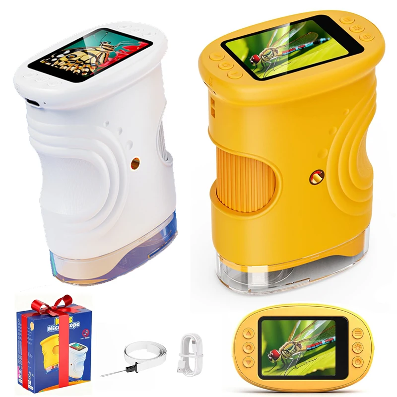 Microscopio Recargable para Niños 1000X, Pantalla de 2.0'', Mini Microscopio Digital de Bolsillo, Portátil, Juguetes Educativos, Regalos para Niños y Estudiantes