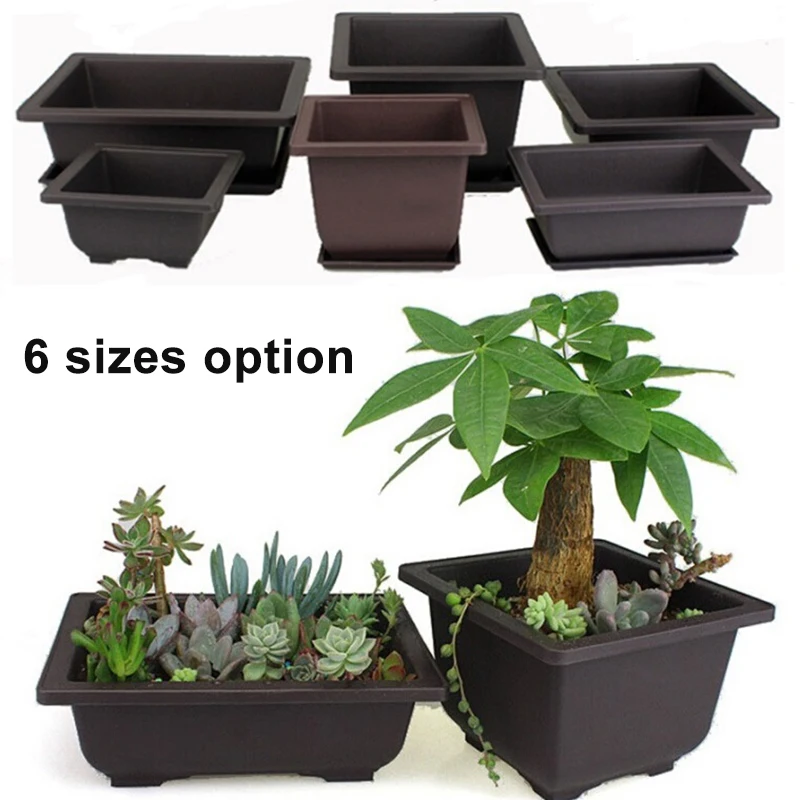 Imitation Purple Sand Fleshy Flower Pot Tray Succulent Plants Pots Garden Landscape Bonsai Pot Rectangle Square Nursery Planters