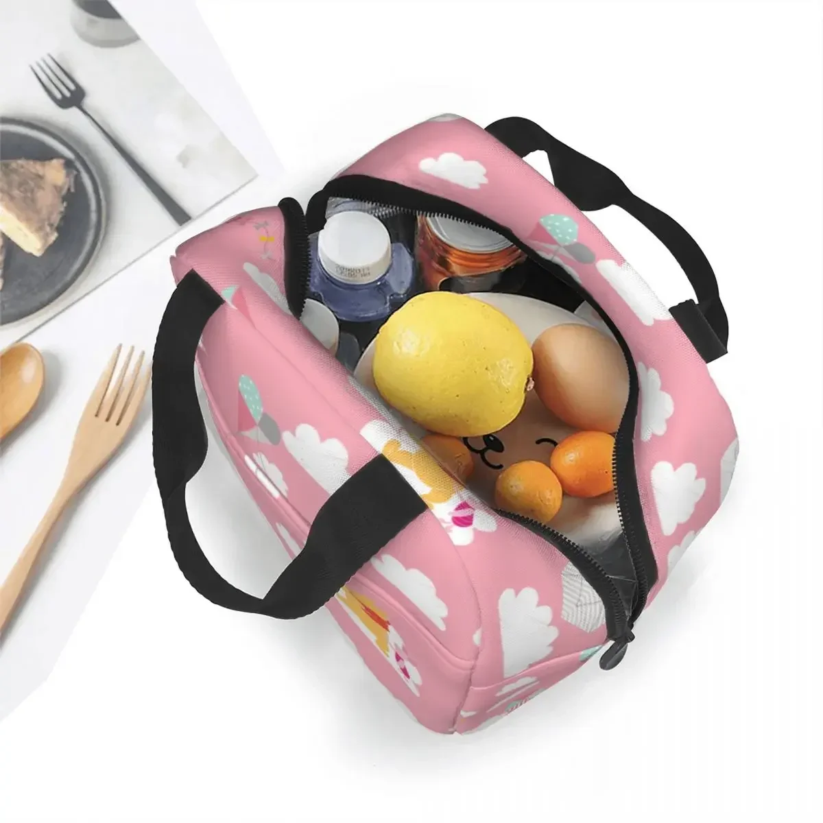 The  Pink Flying Kite Insulated Lunch Bags Thermal Bag Meal Container Leakproof Tote Lunch Box Men Women Outdoor