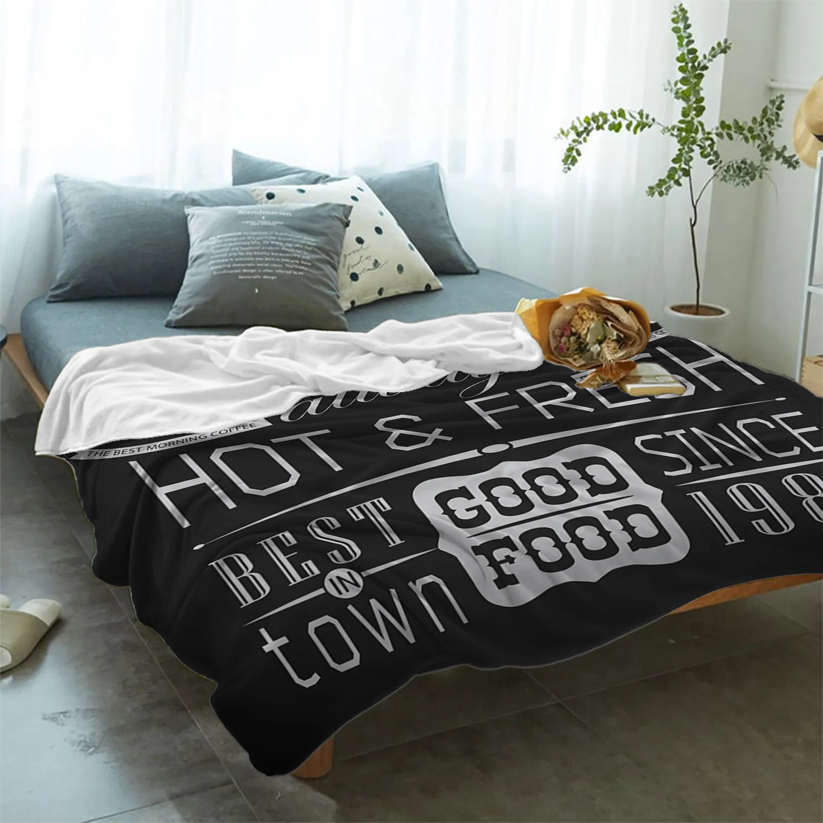 Throw Blanket Coffee Label Blackboard Retro Style Blanket Soft Comfortable Plush Blankets Warm Sofa Bed Sheets