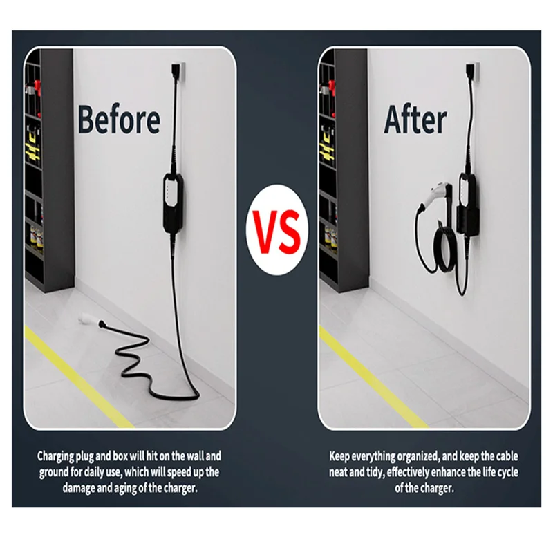 

1 Set EV Charger Holder, Electric Car Charger Cable Holder, Charging Box Holder, Wall-Mount Electric Vehicle Connector