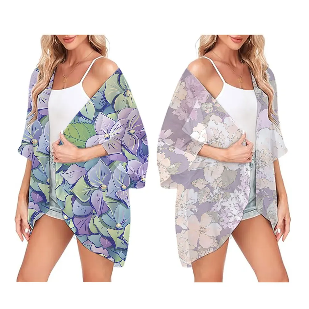 Women's Swimwear Cardigan Beach Cover Up Fashion Floral Print Kimono Swimsuit Woman Beachwear Bikinis Cover Up  Women Swimsuits