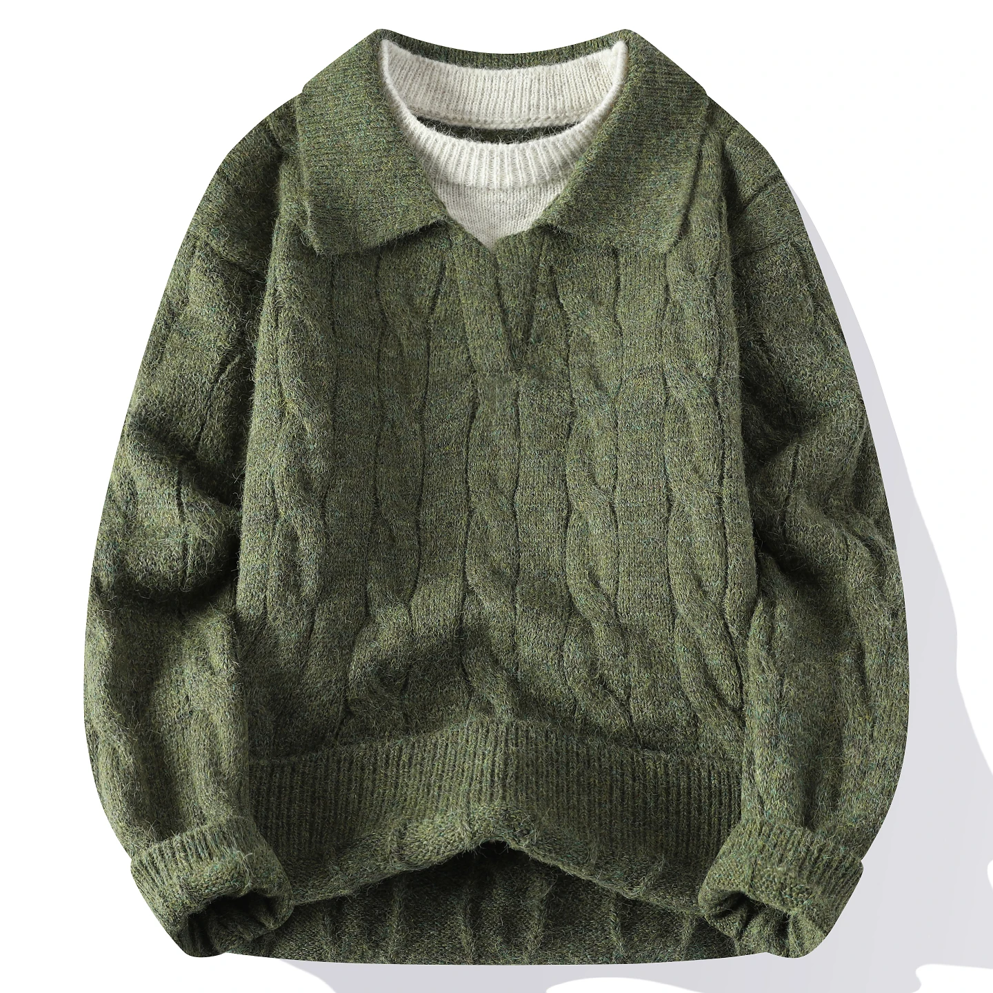 

Мужской повседневный вязаный свитер на осень-зиму, новинка, модный базовый джемпер, молодежная стильная одежда, трикотаж, имитация двухслойности