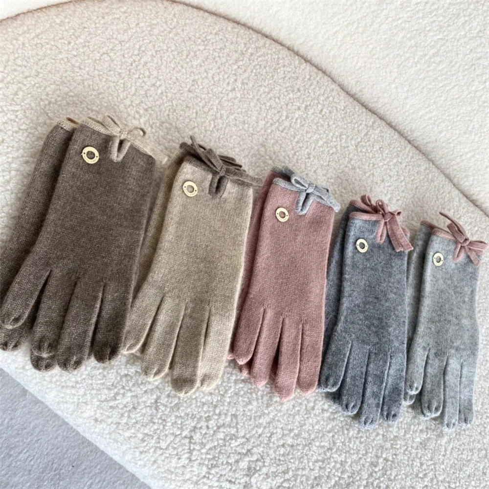 Women's Autumn/Winter Cashmere Knit Bow Gloves
