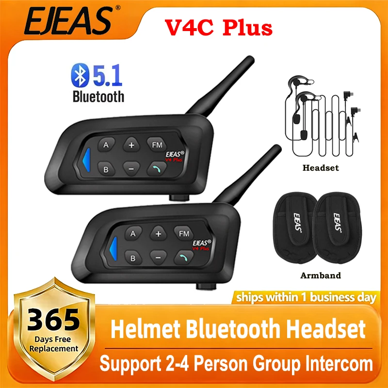 

Беспроводная Bluetooth-гарнитура EJEAS V4C Plus для футбольных судей с поддержкой групповой связи на 2-4 человека, водонепроницаемая, для конференций и интеркома.