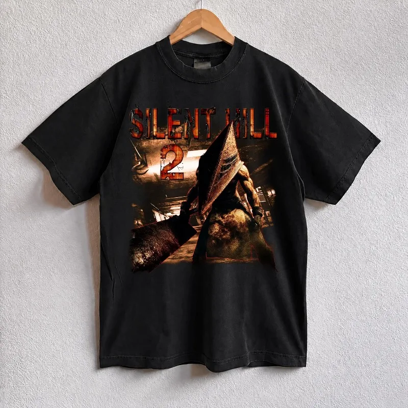 Retro Silent Hill 2 Triangle Head T-shirt, Retro Horror Game Men's T-shirt Summer New Style Unisex High Street T-shirt