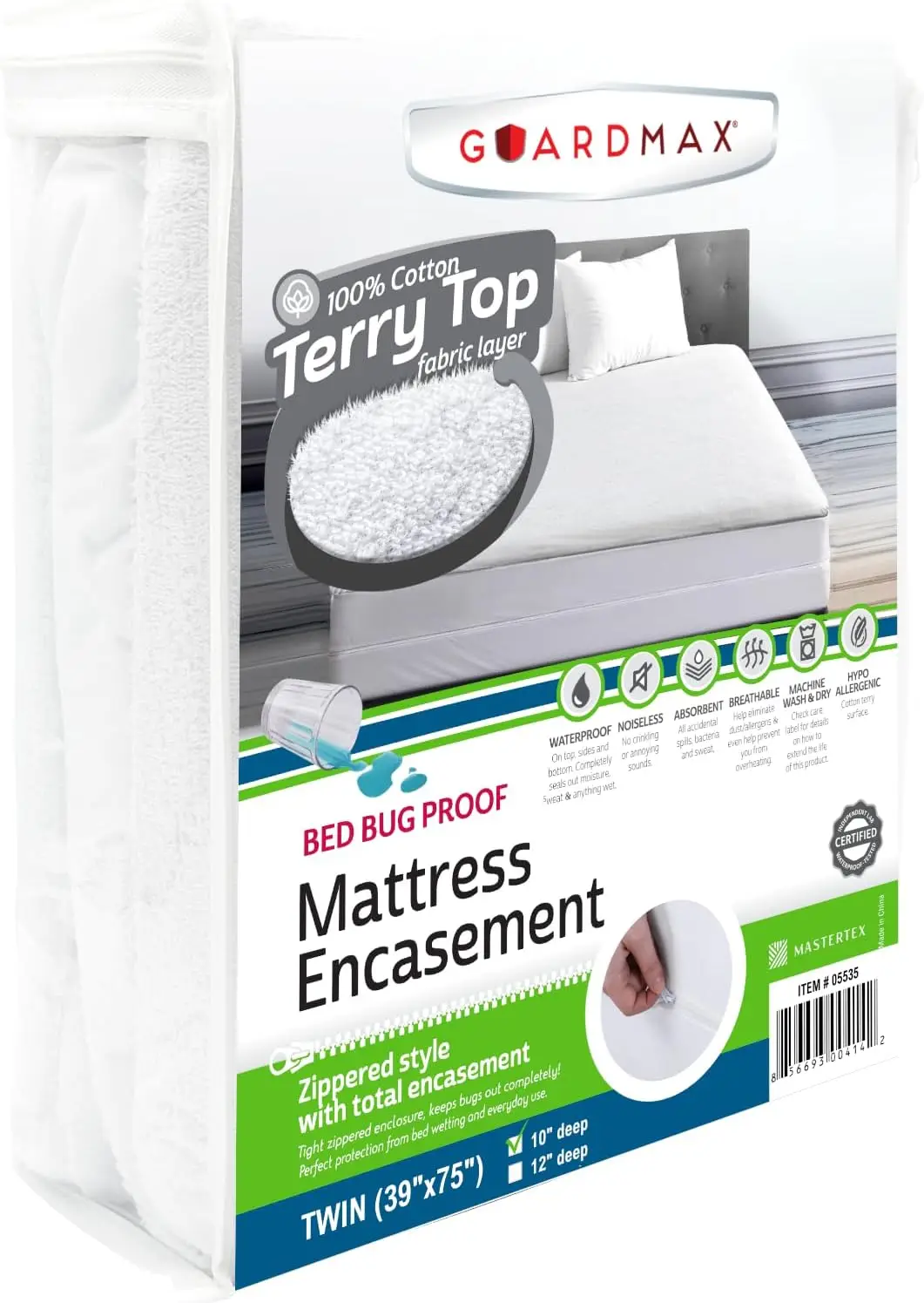 

Terry Cotton Twin Zippered Mattr Encasement - Waterproof & Bed Bug Proof Mattr Protector - Comfortable, Soft, And Noisel