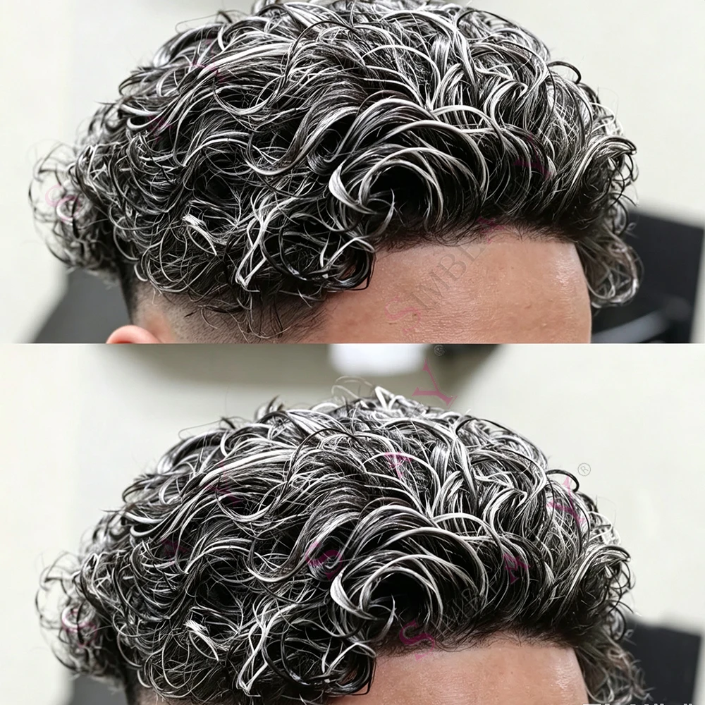 Natural Hairline Men's 1b20 1b50 Durable Thin Skin Scalloped Injected Long Last Human Hair Toupee Cheap Brown Hairpiece Prosthes