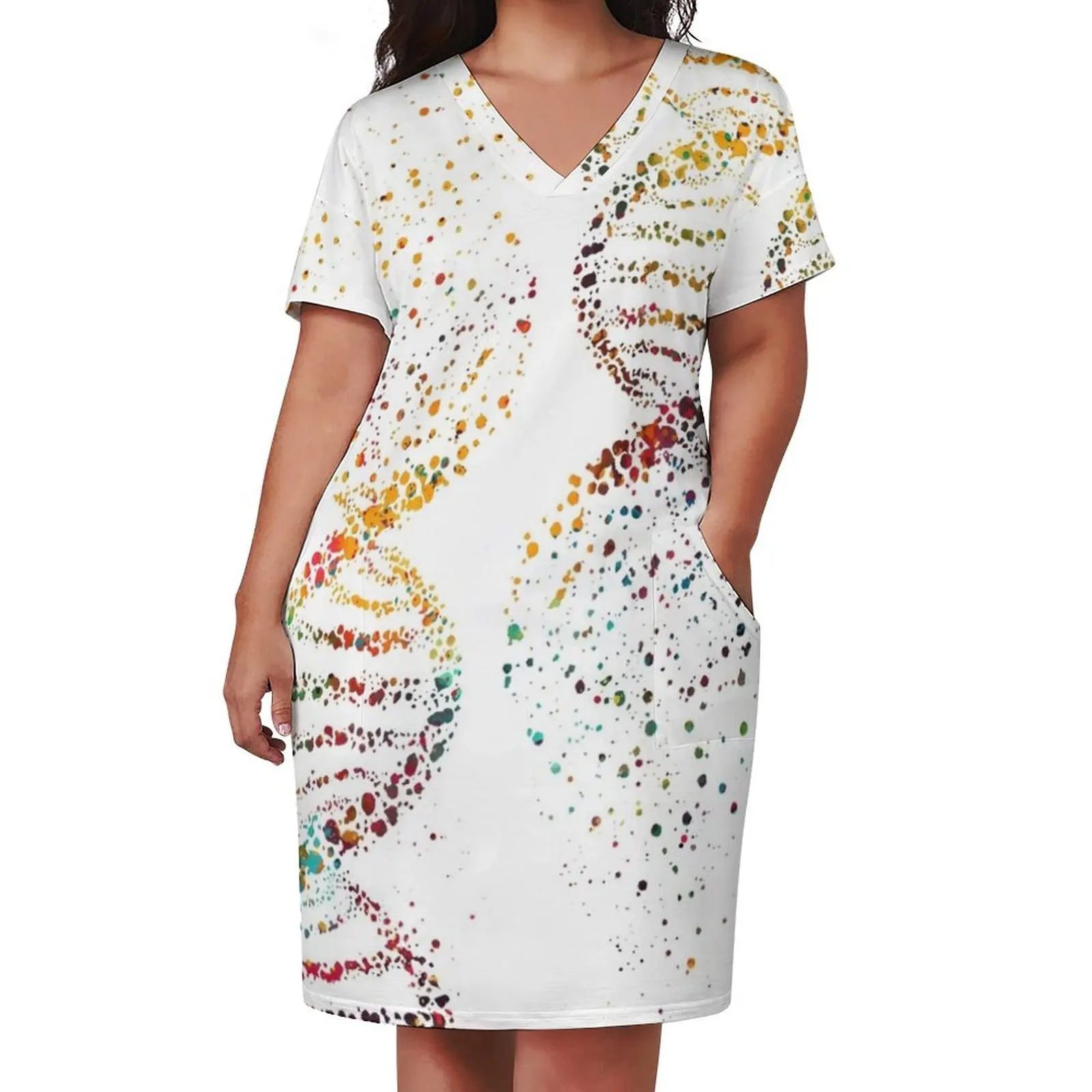 DNA, Watercolor Art,Dna double helix genetic Loose Pocket Dress cute dress beach dress