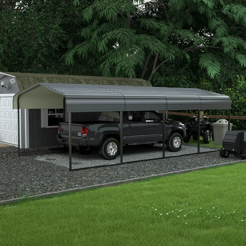 

Carport, сверхпрочный навес для гаража размером 12 x 20 футов, автомобильное гаражное укрытие с оцинкованной металлической крышей и рамой для автомобиля, Carport