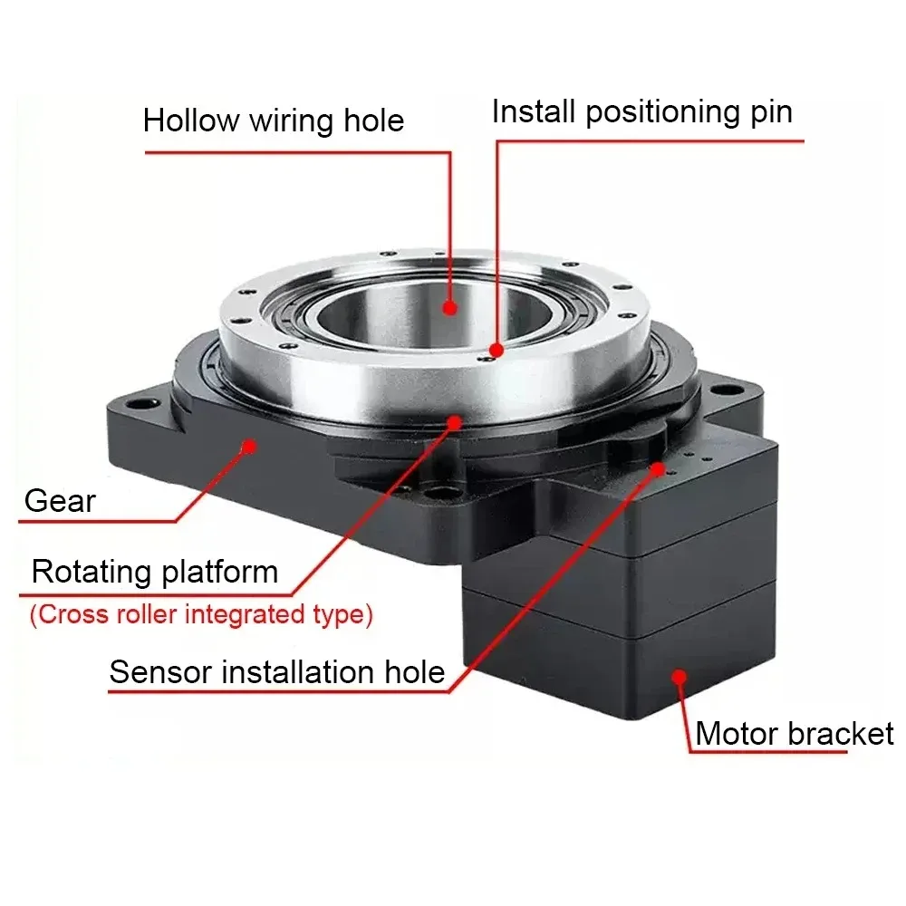 Hollow หมุนแพลตฟอร์มมุมขวาเกียร์สําหรับ NEMA 17 Stepper 23 34 60 80 เซอร์โวมอเตอร์เปลี่ยน DD มอเตอร์ CAM Indexing Disc