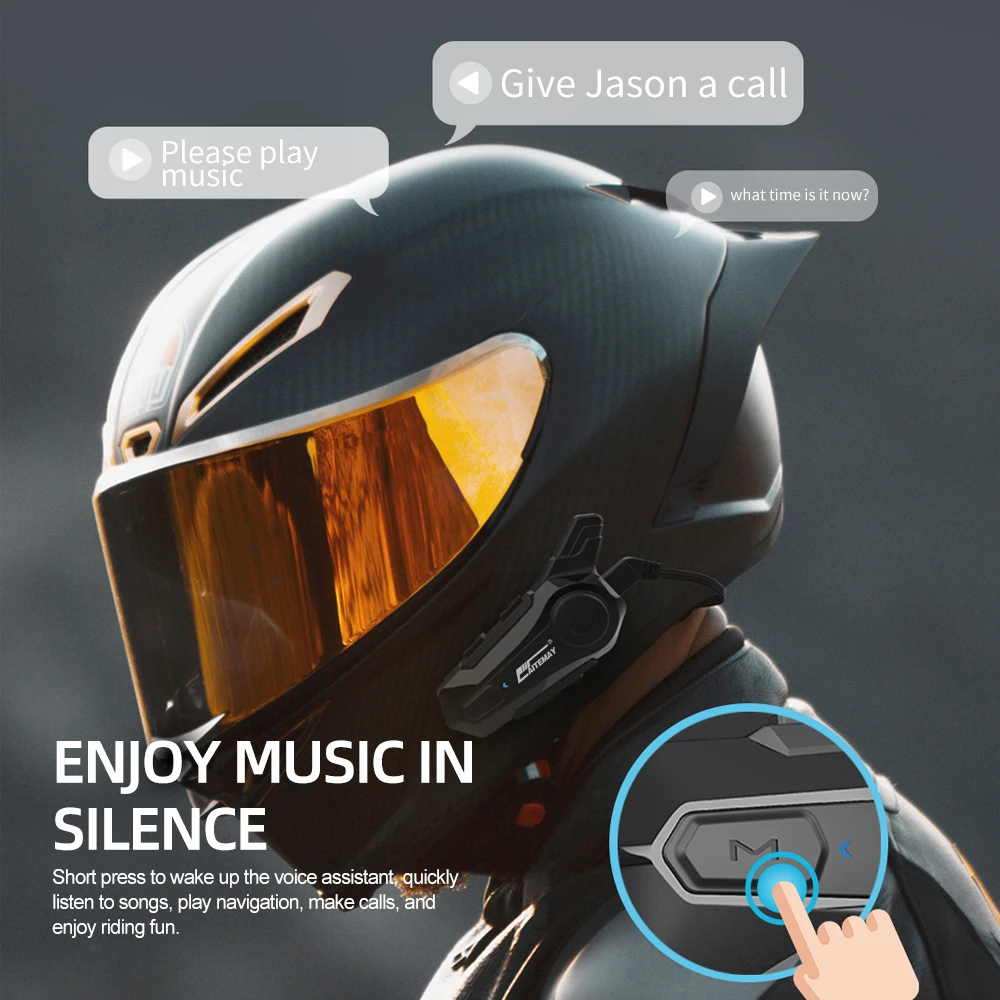 Moto Helmet Intercom Headset Bluetooth-compatible 5.0 Motorcycle Earphones Wireless Interphone Speaker Headphone Handsfree Call