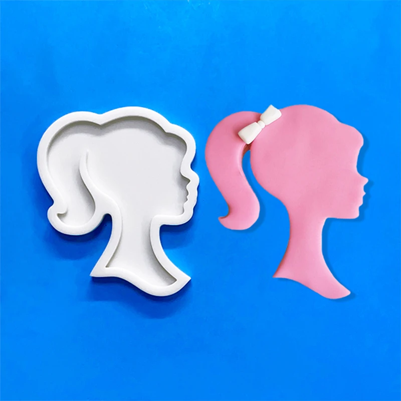 Cartoon Girl Head Candy Cake Decoration Silicone Mold Chocolate Candy Baking Mold DIY Gypsum Clay Mold