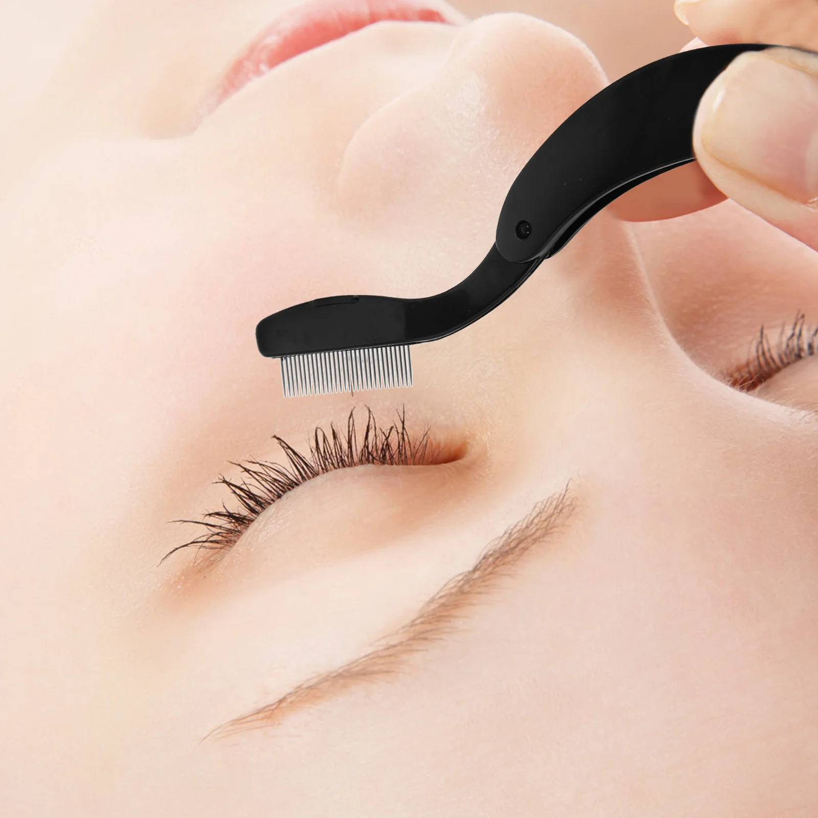 Pente de cílios portátil, separador de cílios de metal, leve, reutilizável, ferramenta de beleza, pente de cílios densos para maquiagem feminina