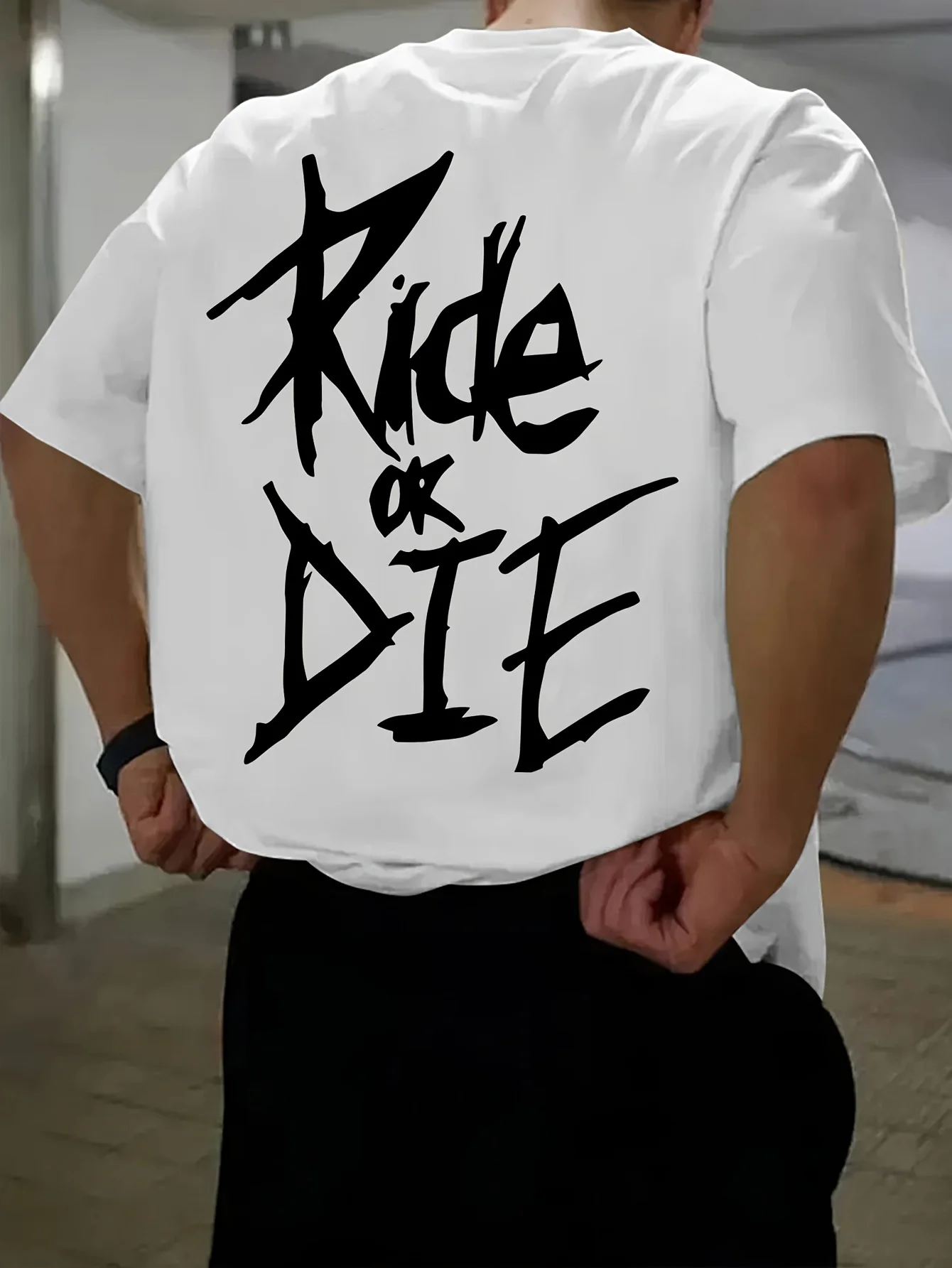 Ride or Die Slogan Back Print T Shirt Biker Motorcycle Graphic Tee Hip Hop Streetwear Unisex Loose Short Sleeve Tops