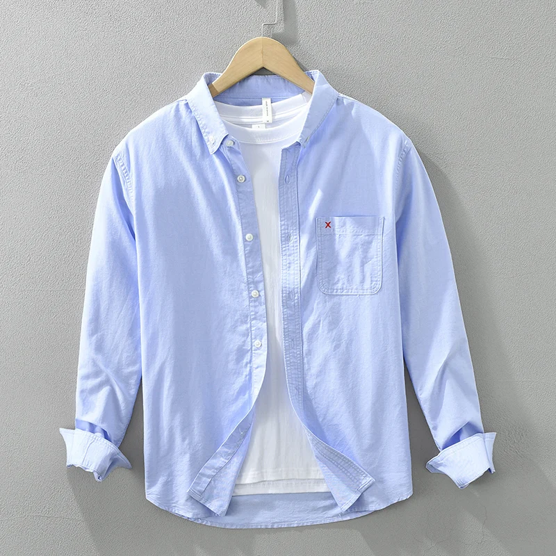 7238 High Quality 100% Cotton Premium White Shirt Men\'s Spring Fashion Business Long Sleeve Relax Fit Loose Casual Blouse Tops