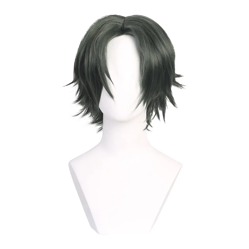 Idol Master Dream Festival ES Kengo Ransui Cosplay Perücke Dunkelgrün Mittelscheitel Kurzes Haar Anime Dream Festival