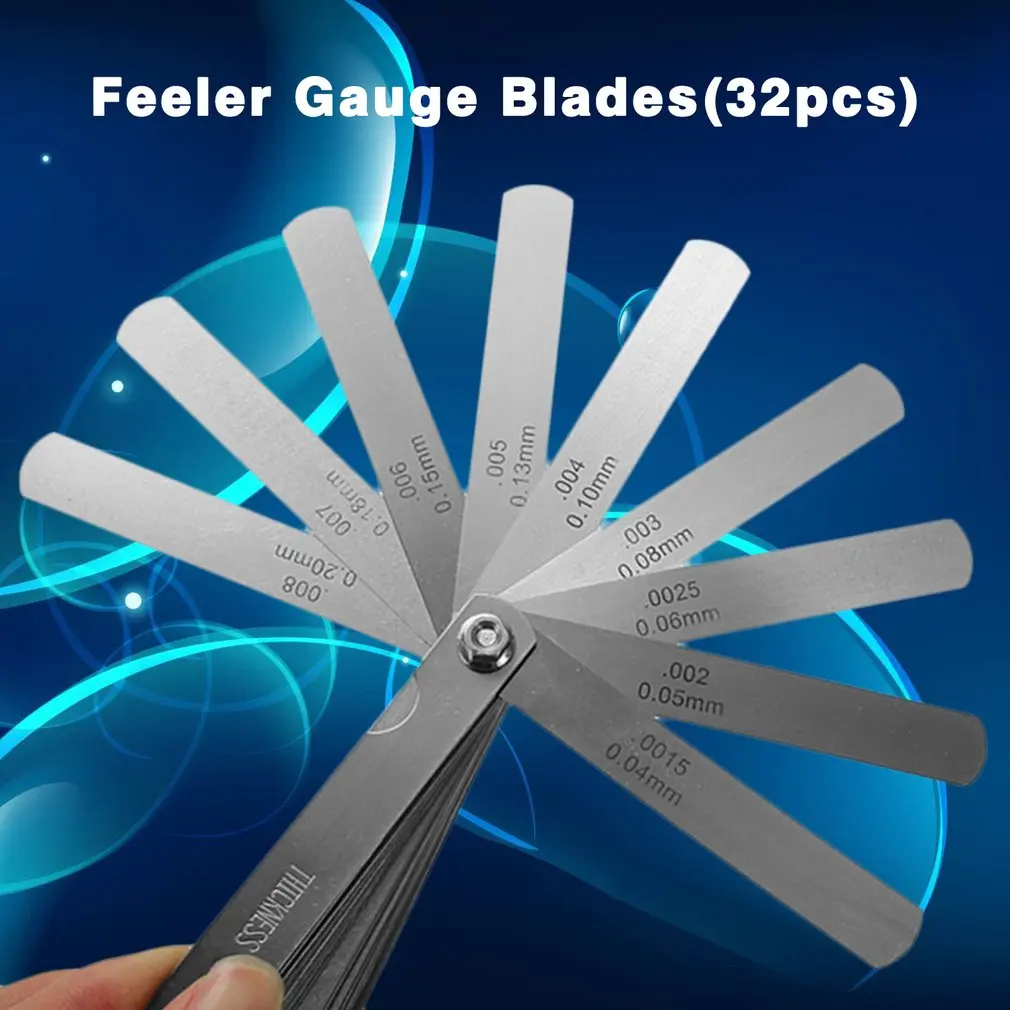 

32 Blades Universal Metric And Imperial Thickness Gage Set Tappet Valve Stainless Steel Feeler Gauges Gap Measuring Tool