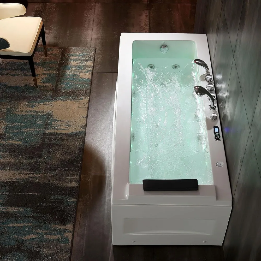 

67 in Whirlpool Bathtub,Jetted Tub with Heater,Hydro Massage Bathtub with 9 Water Jets+8 Air Jets,SPA Bathtub with