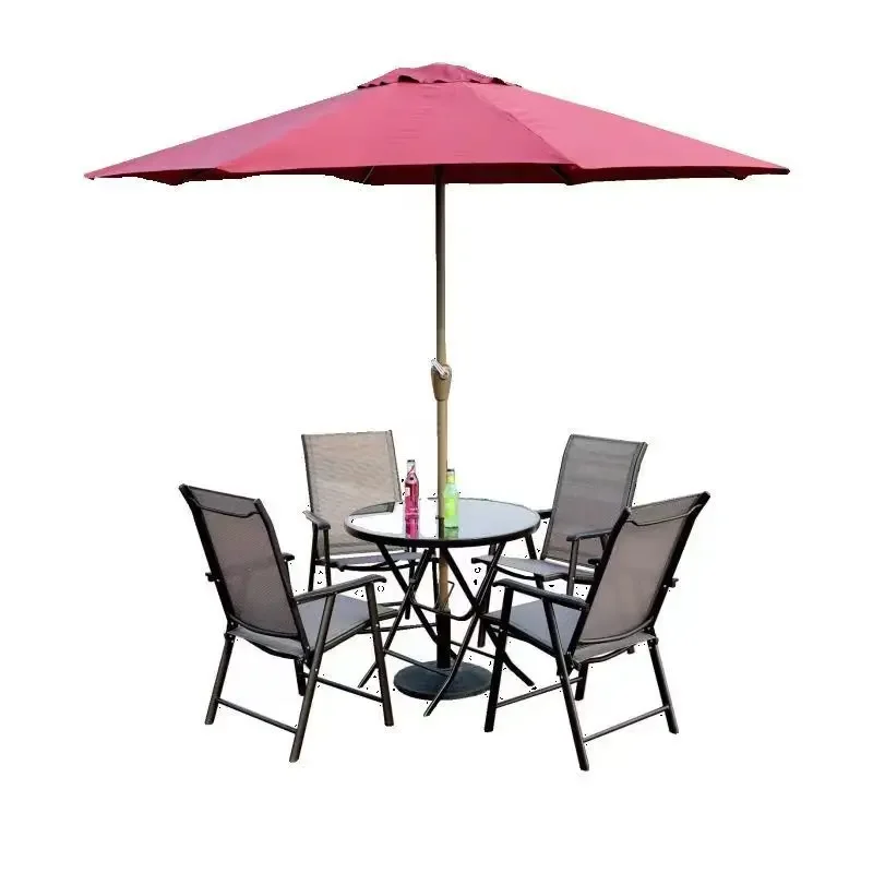 Outdoor table, chair and umbrella combination folding courtyard open-air balcony outdoor portable