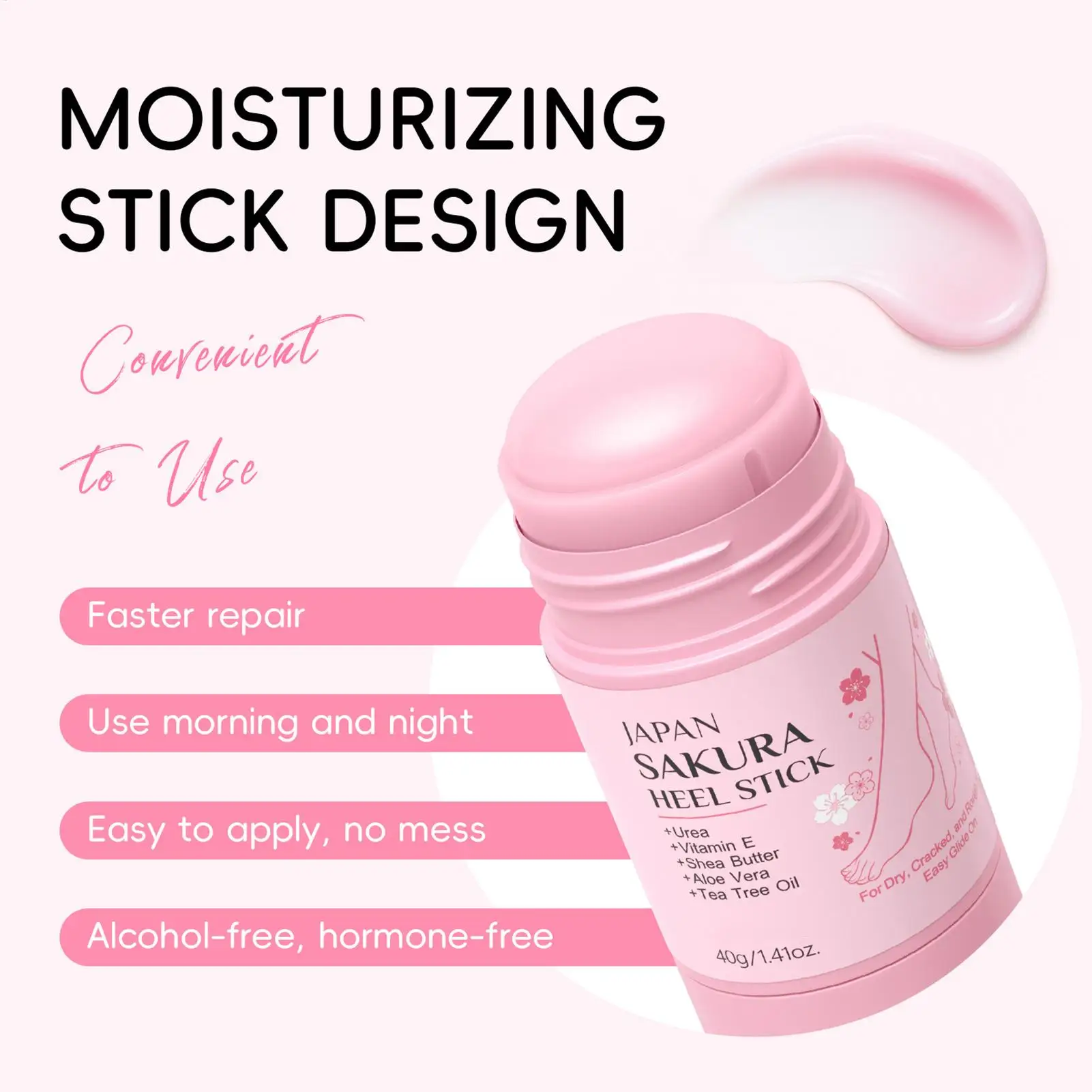 Cherry Blossomm Heel Repair Stick Nourishing Soothing Soften Balm Shea Butter Moisturizing Heel Repair Cracked Feet Stick 40g