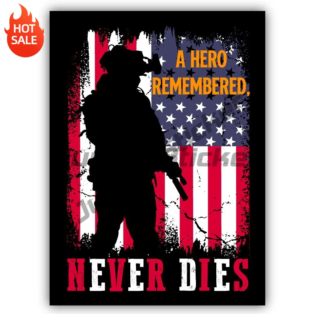 A Hero Remembered Vinyl Sticker For Laptop And Car Window Shape Cut Decorative Design Decal