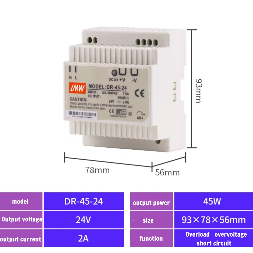 

Rail Type Installation Switch Power Supply DR - 60 - 24 12V 15V18 V24V Rail Installation