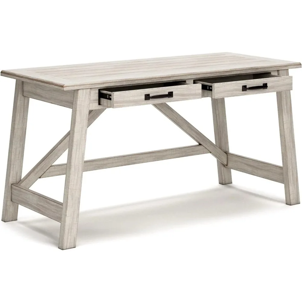 Firma il Design di Ashley Carynhurst Farmhouse 60 "Home Office Desk con cassetti, bianco invecchiato