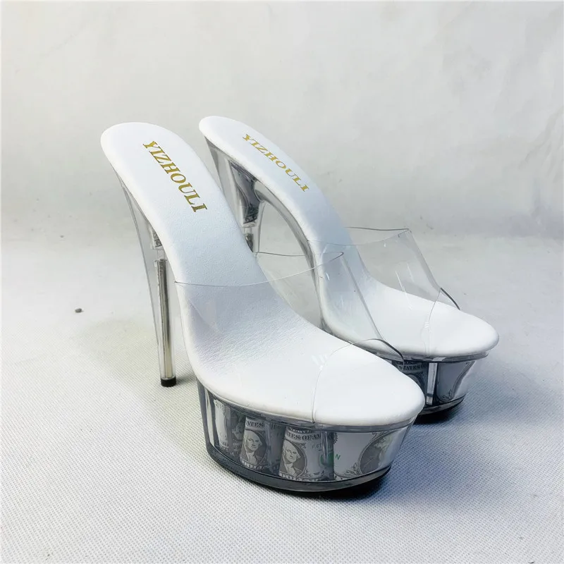 Zapatos de tacón alto de 15 cm para mujer, calzado de baile sexy, transparente, resistente al agua, para club nocturno