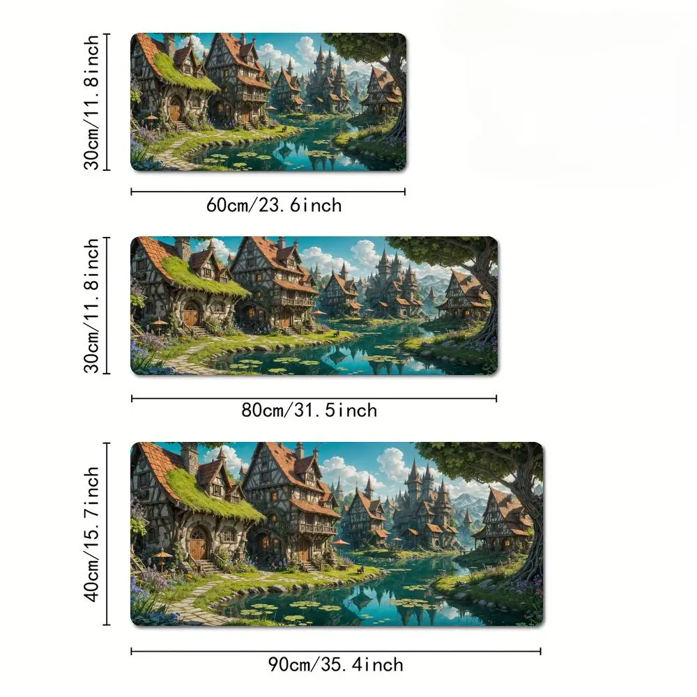 لوحة ماوس أنيمي من Fairy Tale Village، حصيرة مكتبية، حصيرة ألعاب، ملحقات الكمبيوتر، قاعدة مطاطية غير قابلة للانزلاق، لوحة مفاتيح ممتدة