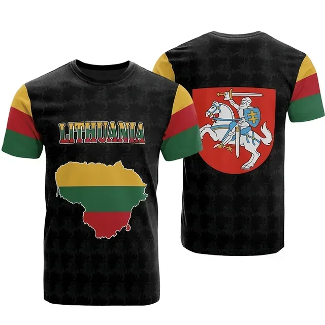 

Lithuania Flag 3D Print T Shirt Men Lithuanian National Emblem Pattern Short Sleeve Tracksuits Outwear Street Tees Male Clothes