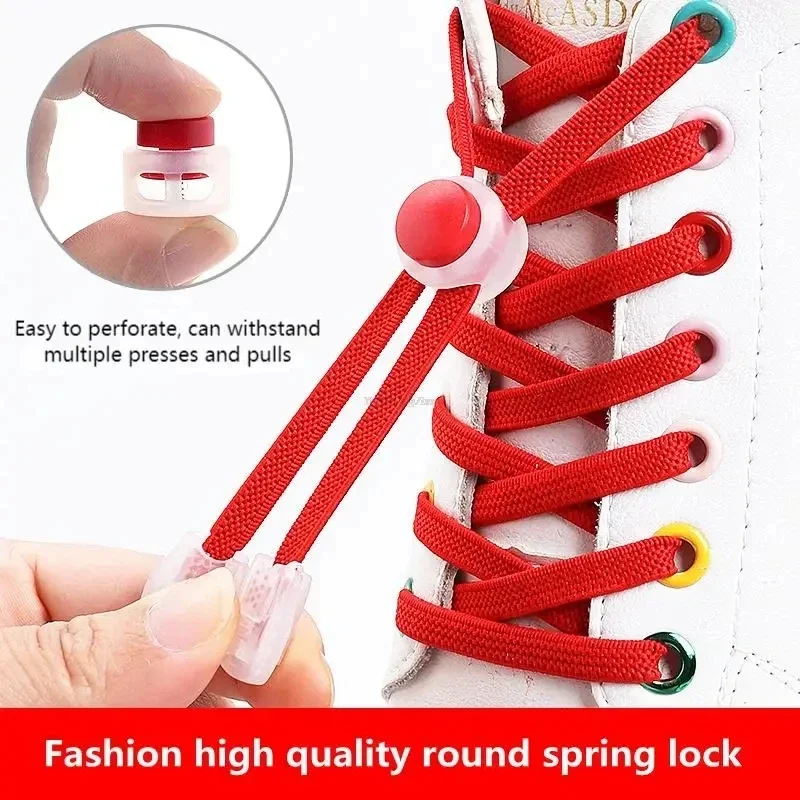 1 Pair No Tie Spring Buckle Quick Lock Laces of Colorful Elastic Sneaker Laces Men's and Women's Loafer Laces Shoe Accessories