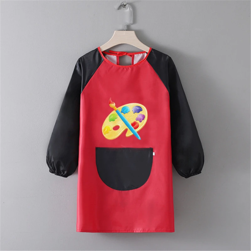 Cartoon Long Sleeved Gown Children\'s Bib Kids Boys Girls Art Craft Painting Apron Baby Feeding Smock Bib For Student