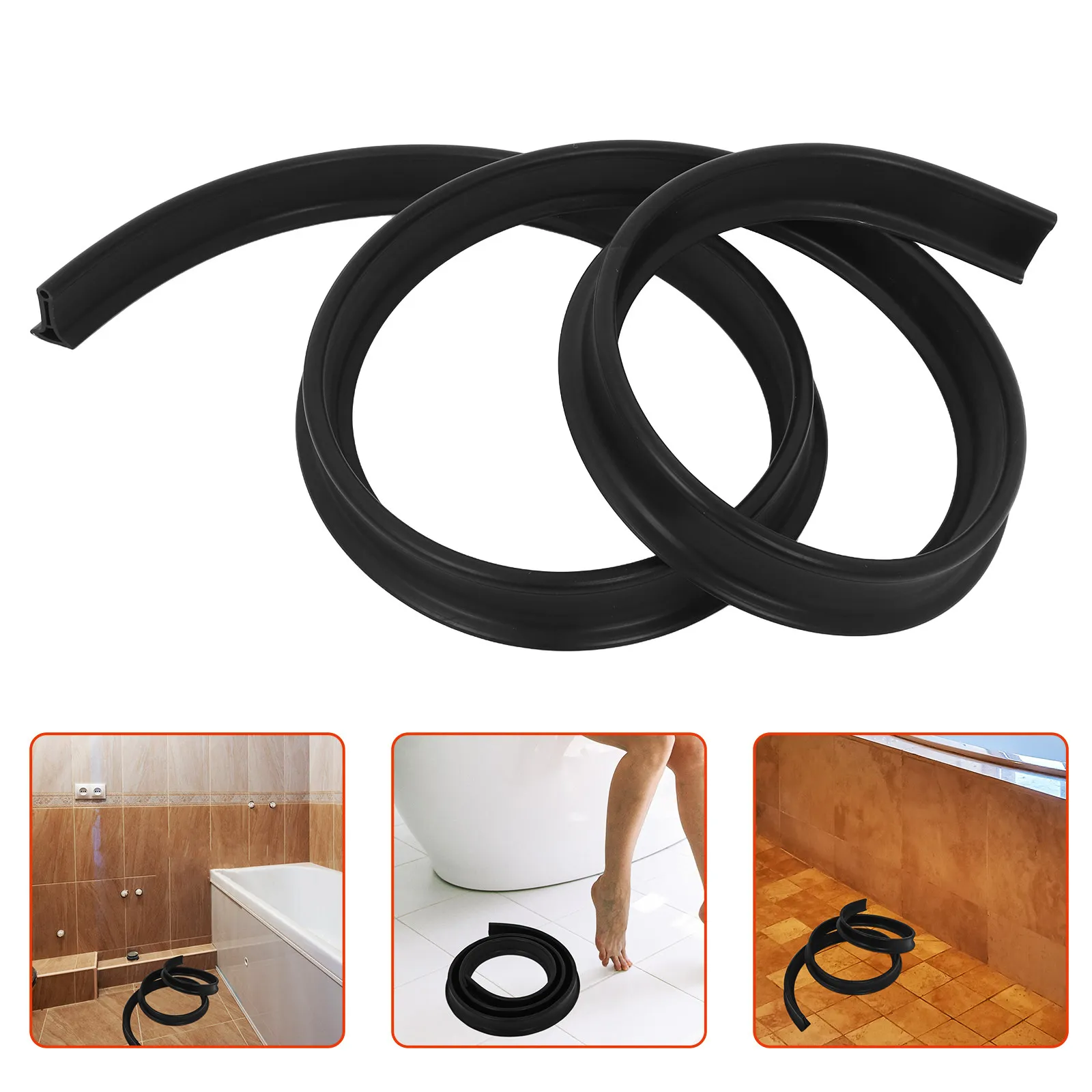 

Shower Threshold Water Dam 2M Self-Adhesive Silicone Water Stopper for Bathroom Kitchen Shower Splash Guard Leak Proof Floor