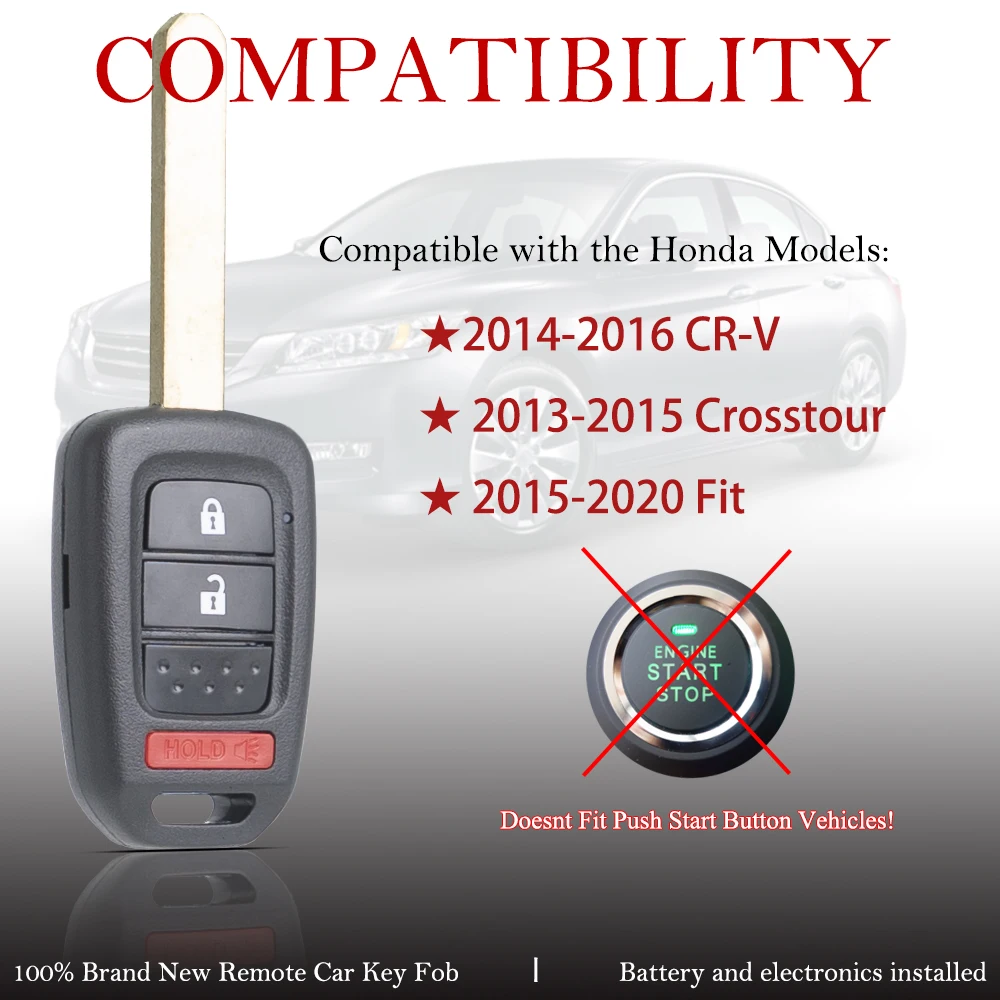 MLBHLIK6-1T Remote Car Key Fob Vehicle Key 313.8MHZ 47/G Chip for Honda CR-V 2013 2014 Crosstour 2013-2015