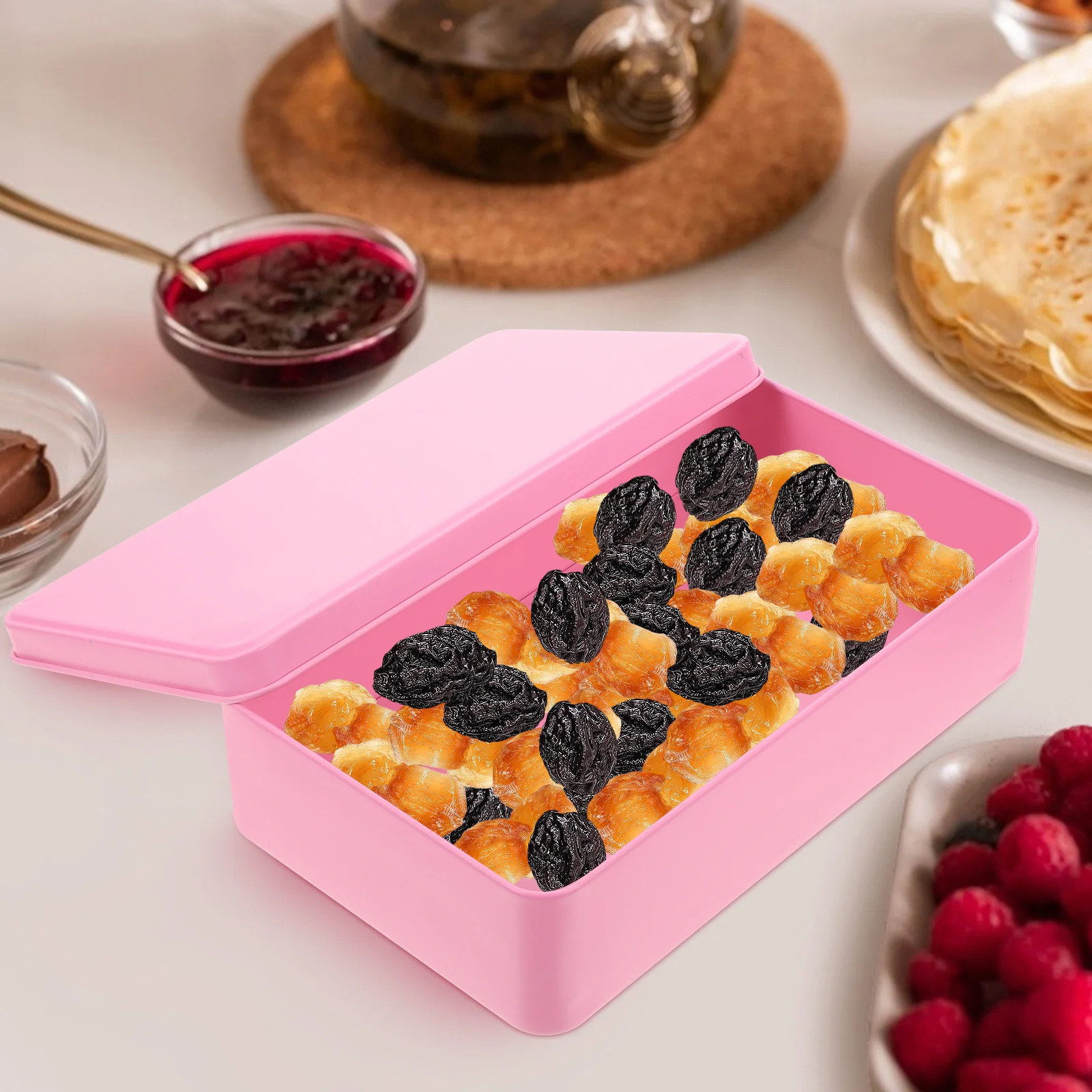 

3 Pcs Storage Box Tin Square Plate Rectangle Snack Containers Boxes Tins with Cover Travel