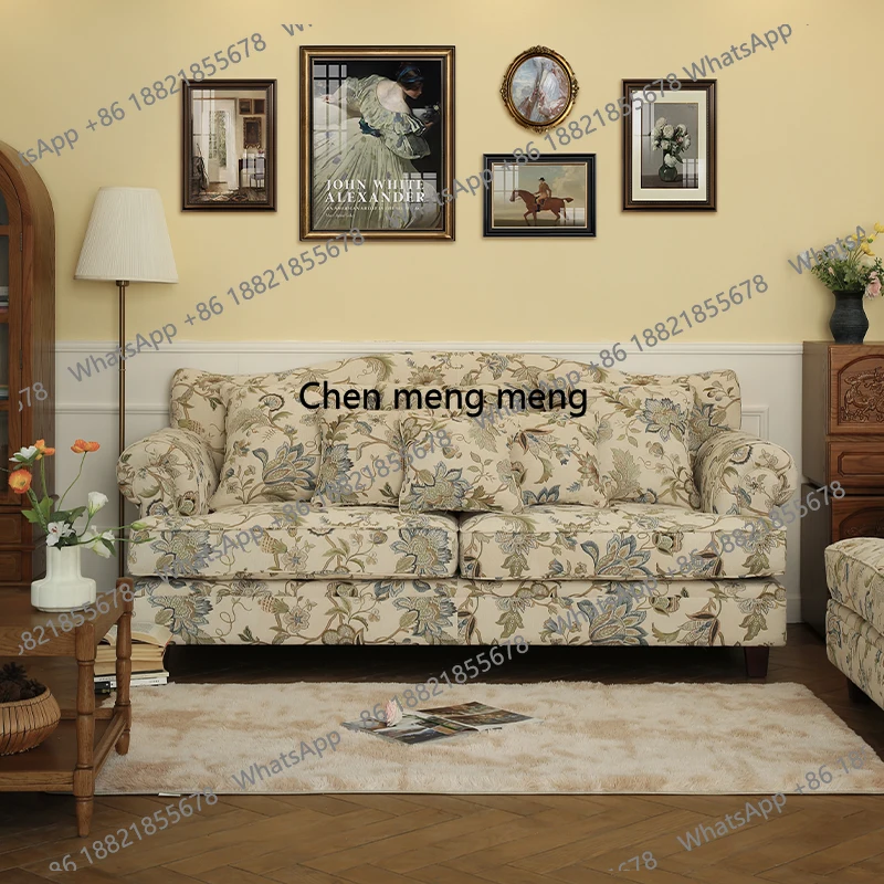 

American country removable sofa floral jacquard living room retro style furniture three-person single-person combination set