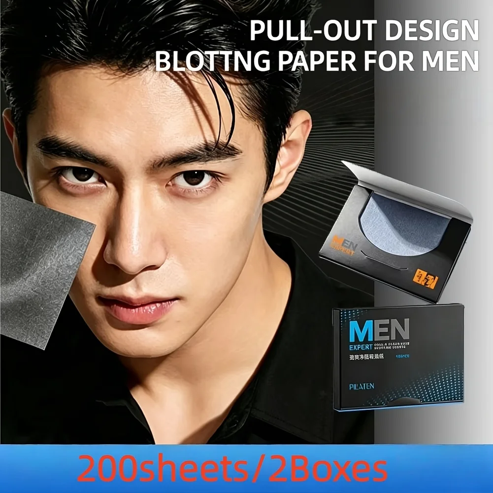 200sheets/2boxes Men's outdoor oil absorbing facial tissue, portable boxed facial tissue