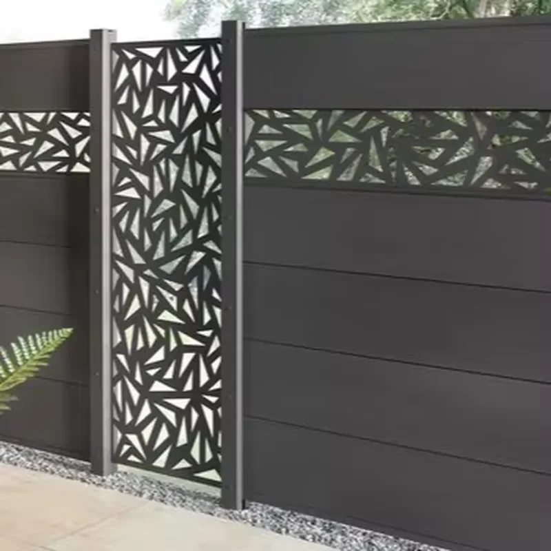 Factory Price Powder Coated Black Preassembled Aluminum Horizontal Slat Garden Fence Panels