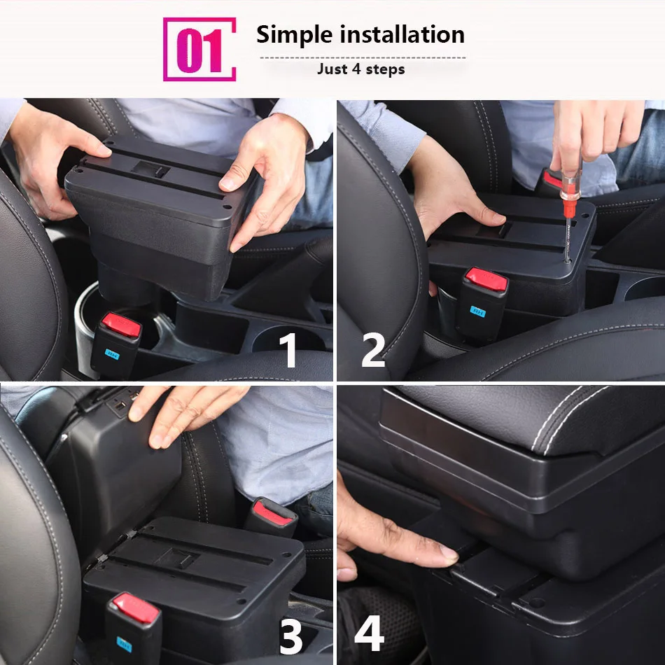 For Citroen C2 Armrest Box For Citroen C3 C2 Car Armrest Storage Box Cup Holder Modification Accessorissories