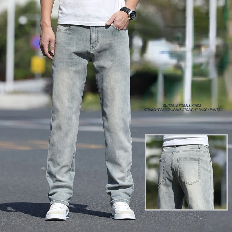 

Denim Pants Men Spring Autumn Vintage Casual Jeans Male Straight Trousers Korean Fashion Top Quality Denim Trousers Male U109