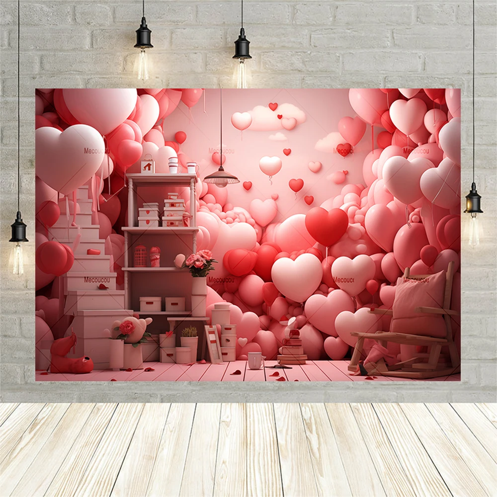 Valentine's Day Red Heart Backdrops Photography February 14 Lover Anniversary Portrait Photographic Background For Photo Studio