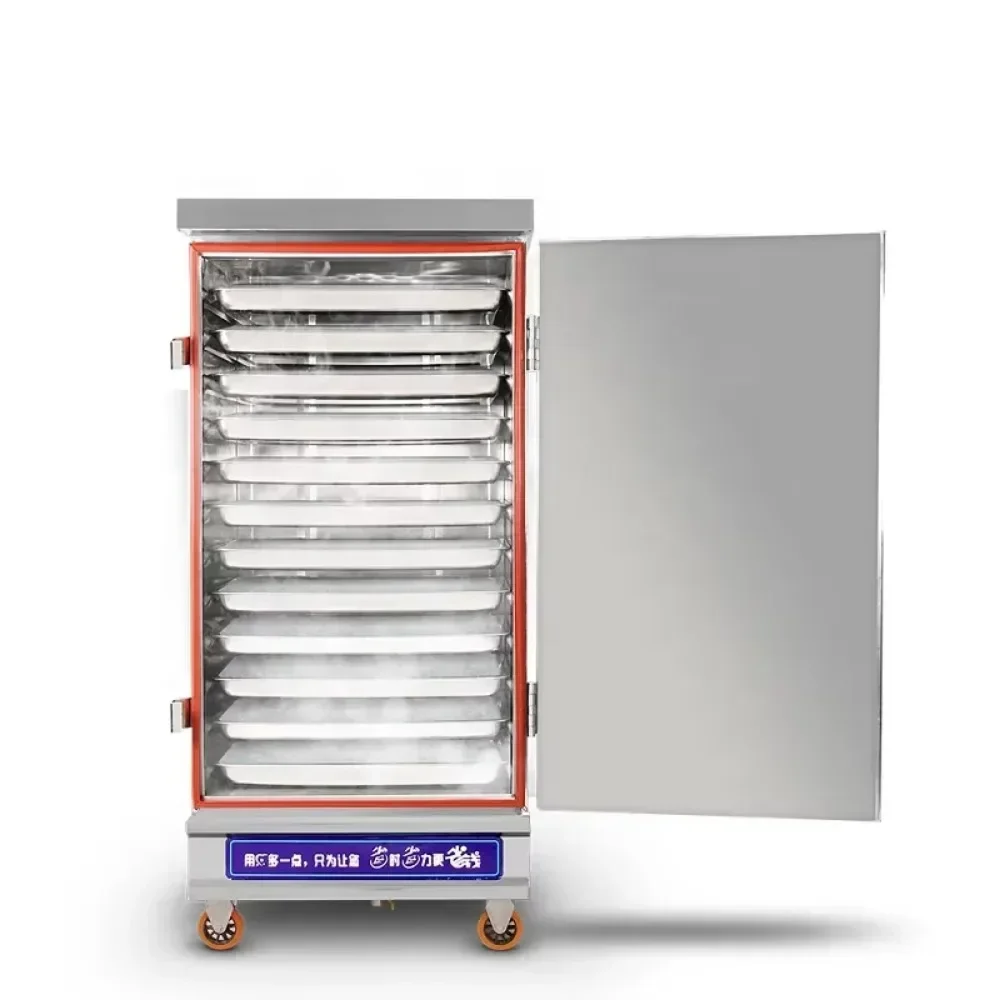 Stainless Steel Rice Steamer/ 12 Trays Gas Rice Steaming Cabinet Available in LPG/NG/220V with Non-porous Tray