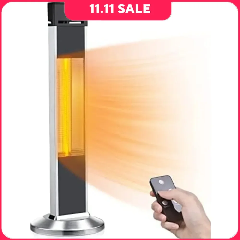 Electric Heaters Infrared Heater W/Remote 1500W Radiant Heater Super Quiet 3s Instant Warm Vertical Indoor Space Heaters