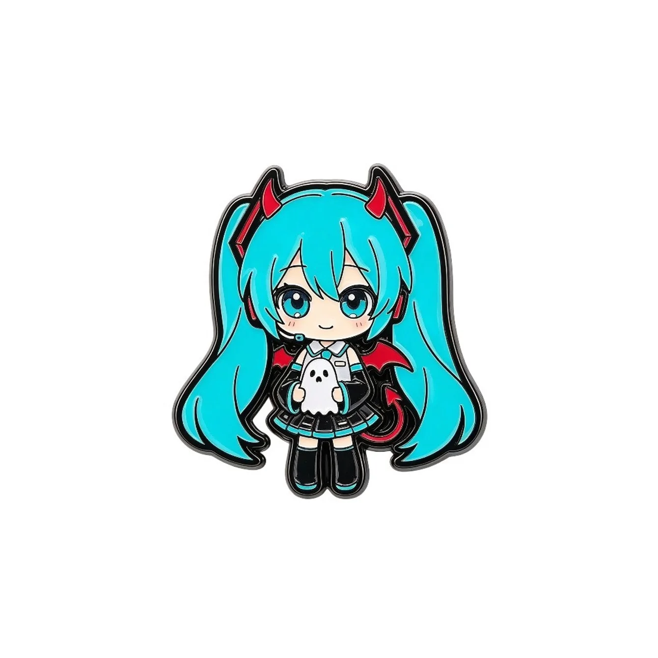 Halloween Themed Blue Twin-haired Anime Girl Metal Decor Badge Cartoon Emblem Ornaments For Backpack Jacket Fashion Decoration view 6