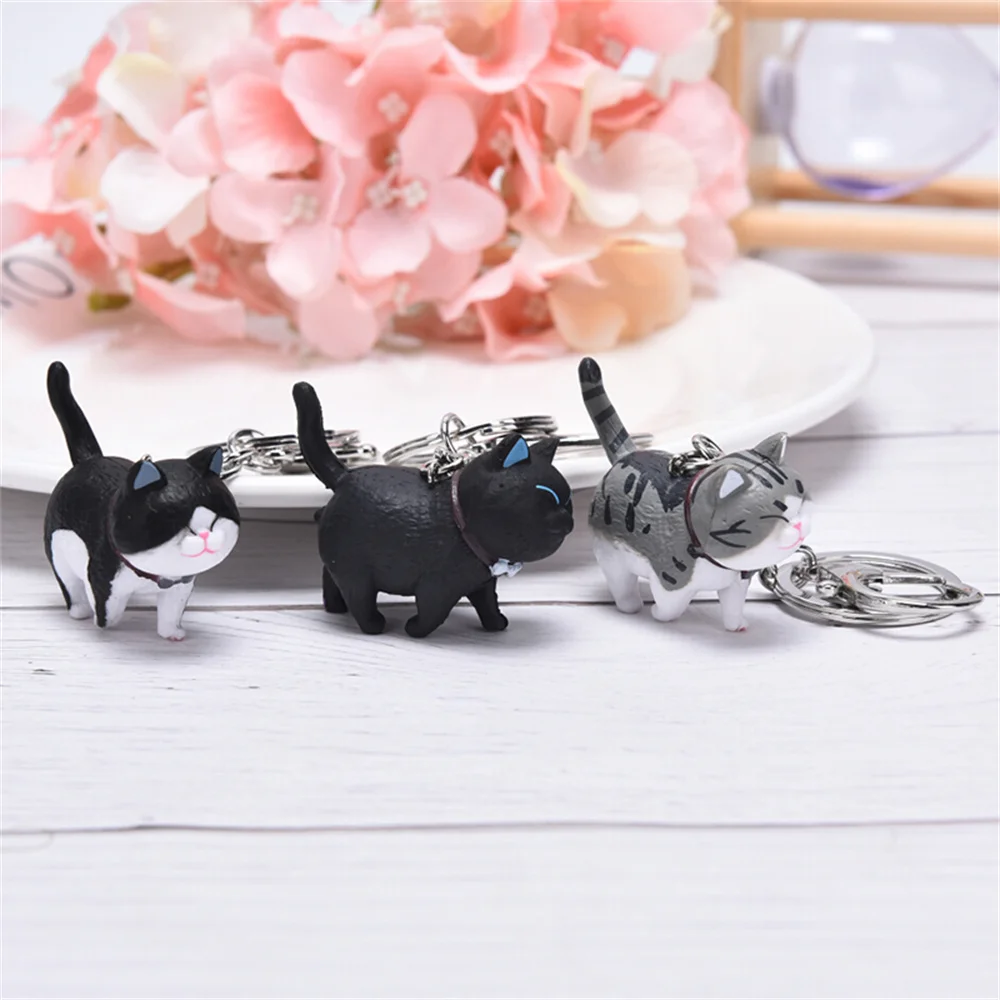 Porte-clés pendentif chat de dessin animé mignon, porte-clés chaton, porte-clés de sac de voiture, bijoux créatifs, cadeau de mode, tête de